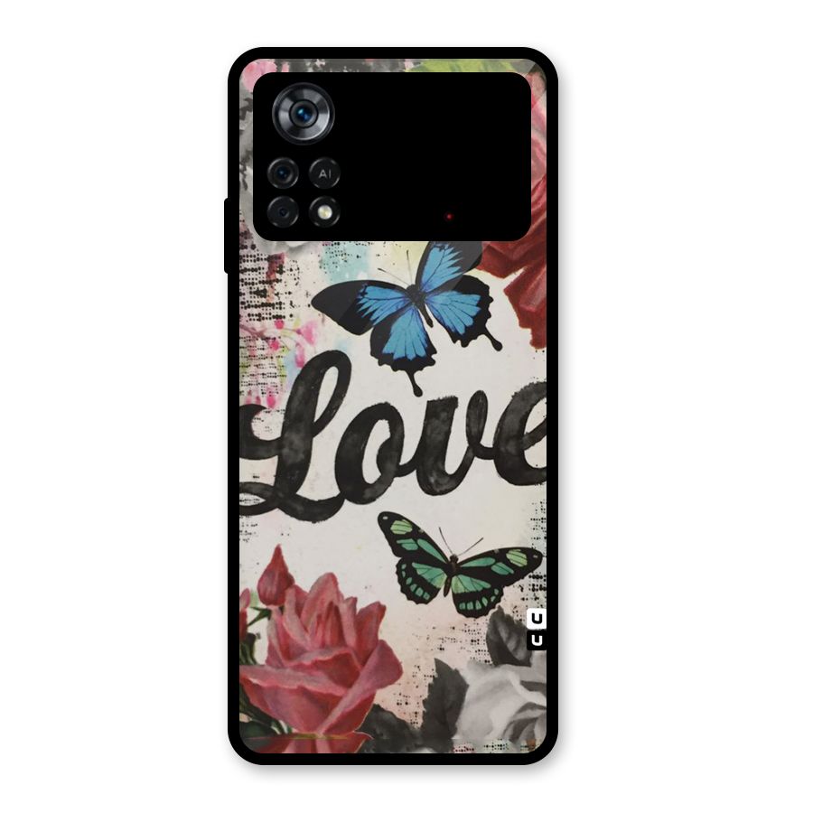 Lovely Butterfly Love Glass Back Case for Poco X4 Pro 5G