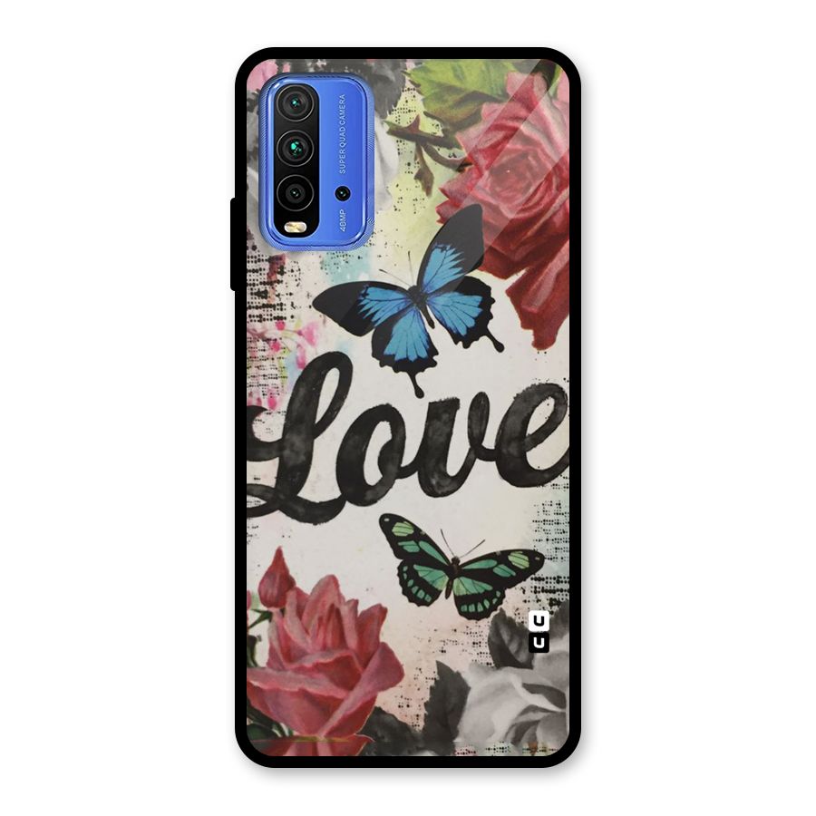 Lovely Butterfly Love Glass Back Case for Redmi 9 Power