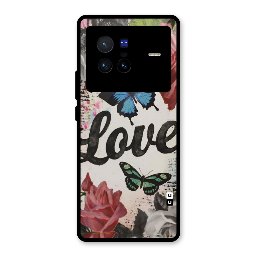 Lovely Butterfly Love Glass Back Case for Vivo X80