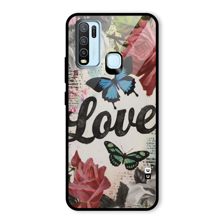 Lovely Butterfly Love Glass Back Case for Vivo Y30