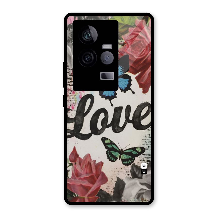 Lovely Butterfly Love Glass Back Case for Vivo iQOO 11 5G