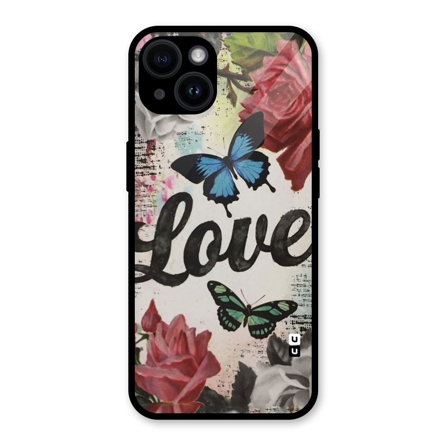 Lovely Butterfly Love Glass Back Case for iPhone 14