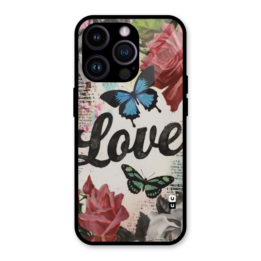 Lovely Butterfly Love Glass Back Case for iPhone 14 Pro