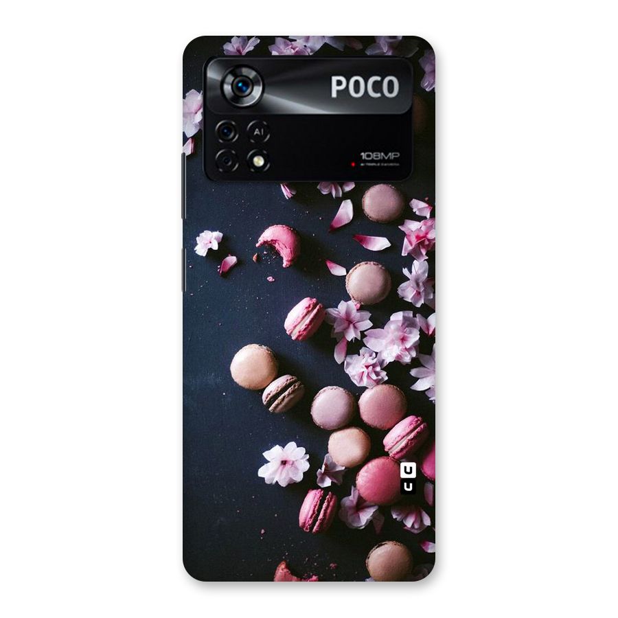Macaroons And Cheery Blossoms Back Case for Poco X4 Pro 5G