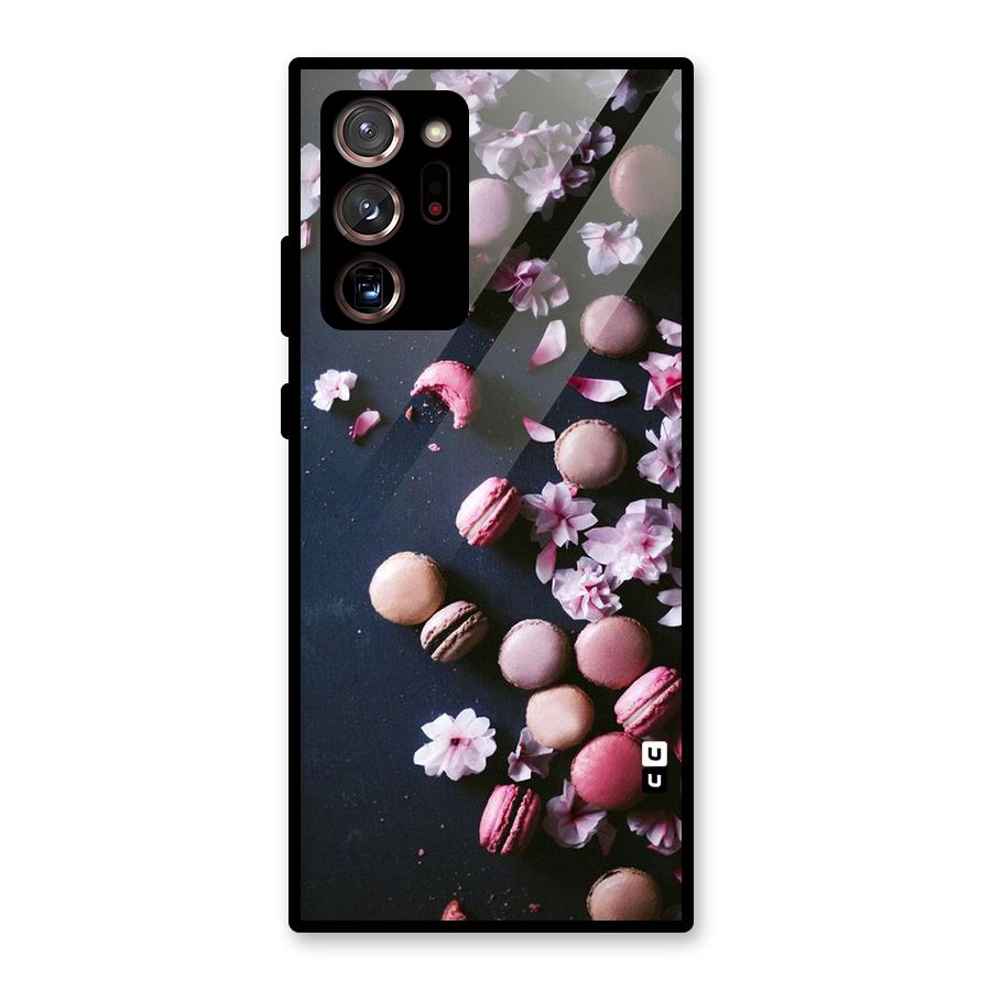 Macaroons And Cheery Blossoms Glass Back Case for Galaxy Note 20 Ultra 5G