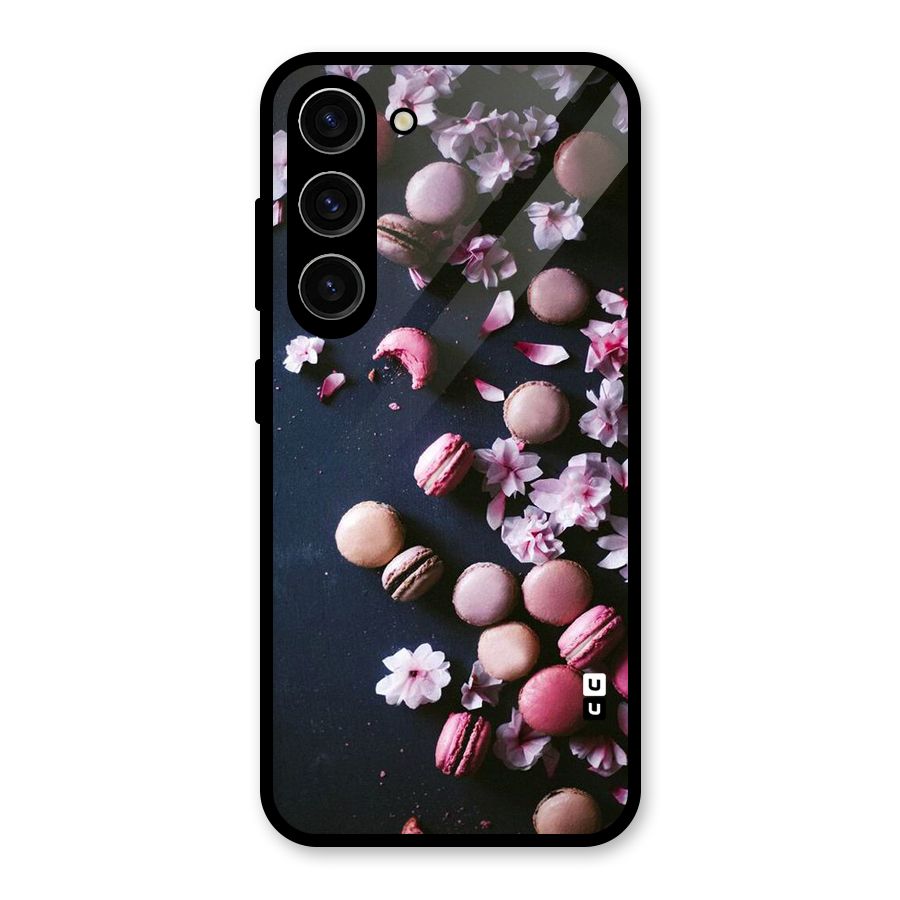 Macaroons And Cheery Blossoms Glass Back Case for Galaxy S23