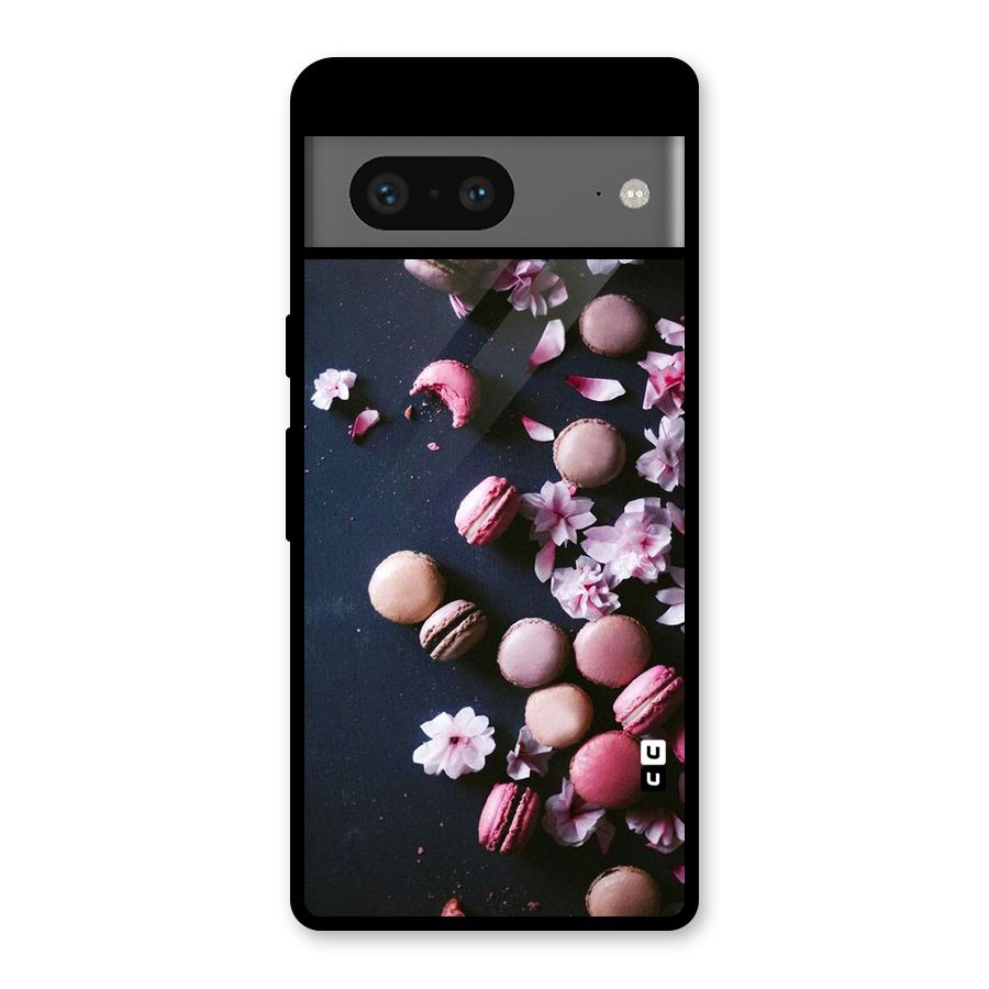 Macaroons And Cheery Blossoms Glass Back Case for Google Pixel 7