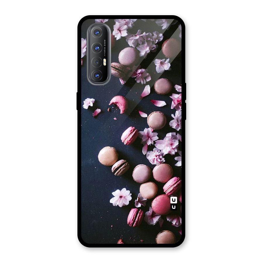 Macaroons And Cheery Blossoms Glass Back Case for Oppo Reno3 Pro