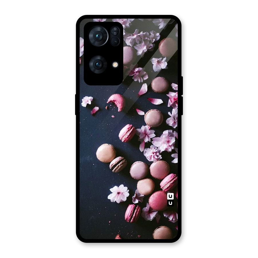 Macaroons And Cheery Blossoms Glass Back Case for Oppo Reno7 Pro 5G