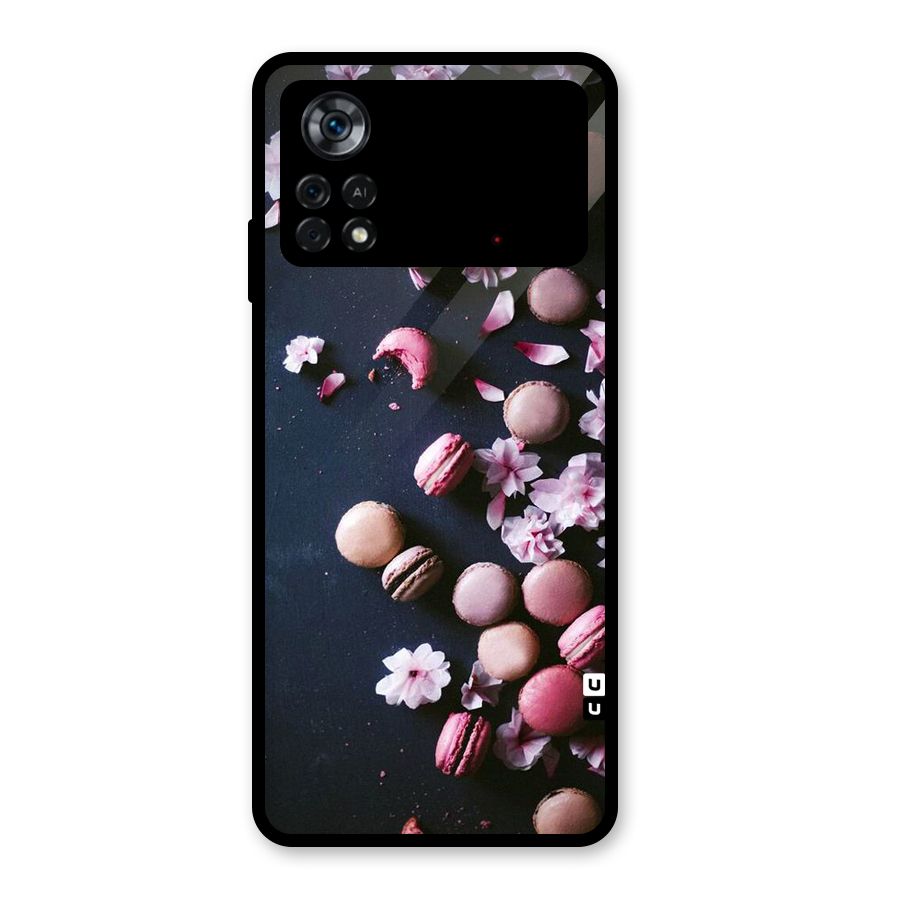 Macaroons And Cheery Blossoms Glass Back Case for Poco X4 Pro 5G
