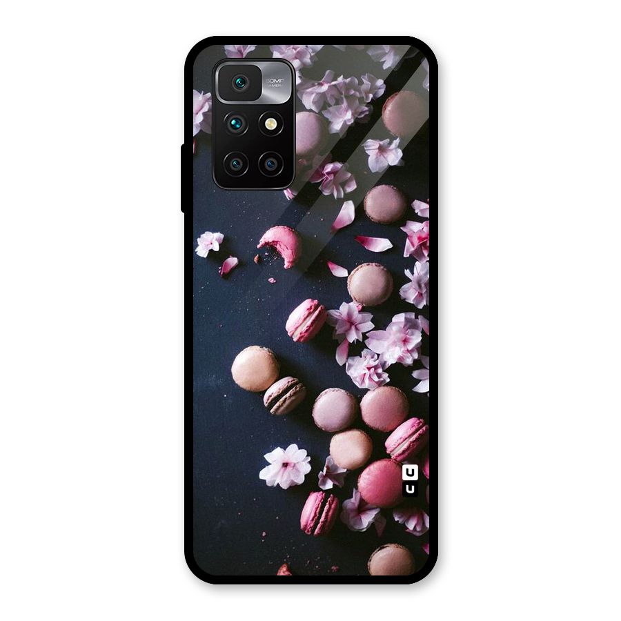 Macaroons And Cheery Blossoms Glass Back Case for Redmi 10 Prime