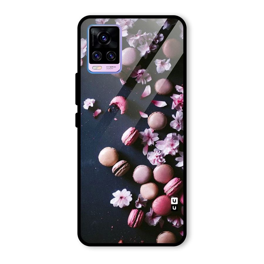 Macaroons And Cheery Blossoms Glass Back Case for Vivo V20 Pro