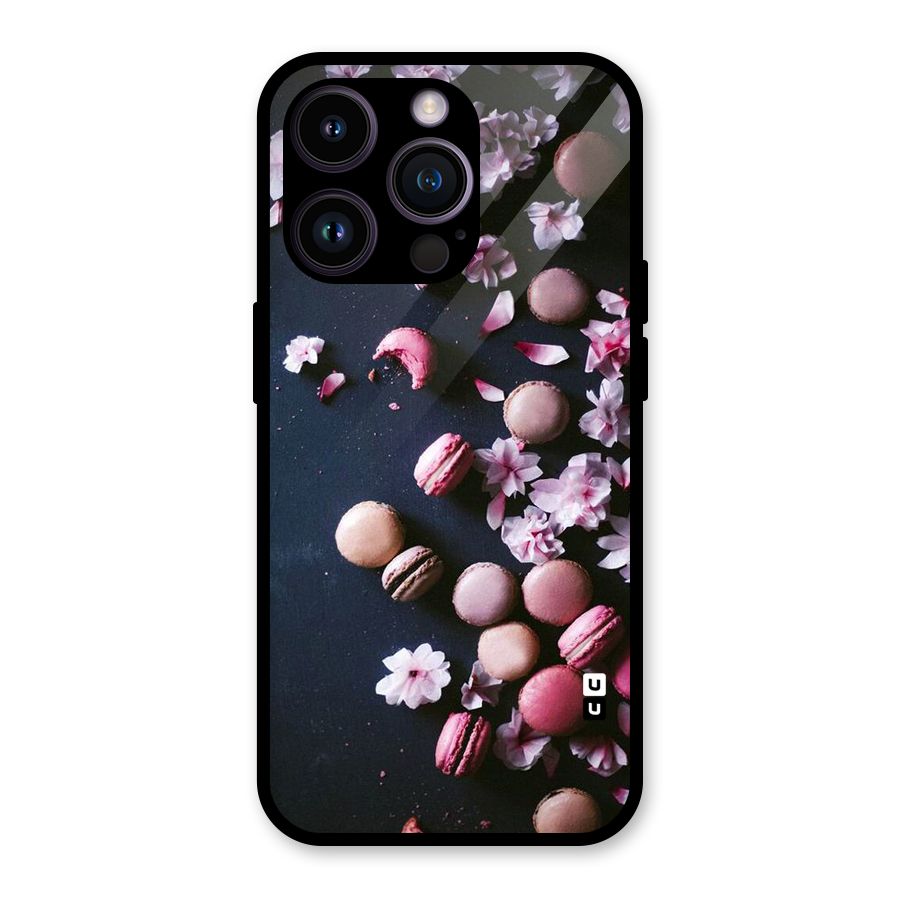 Macaroons And Cheery Blossoms Glass Back Case for iPhone 14 Pro