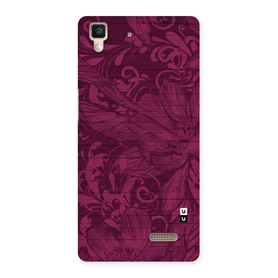 Magenta Floral Pattern Back Case for Oppo R7