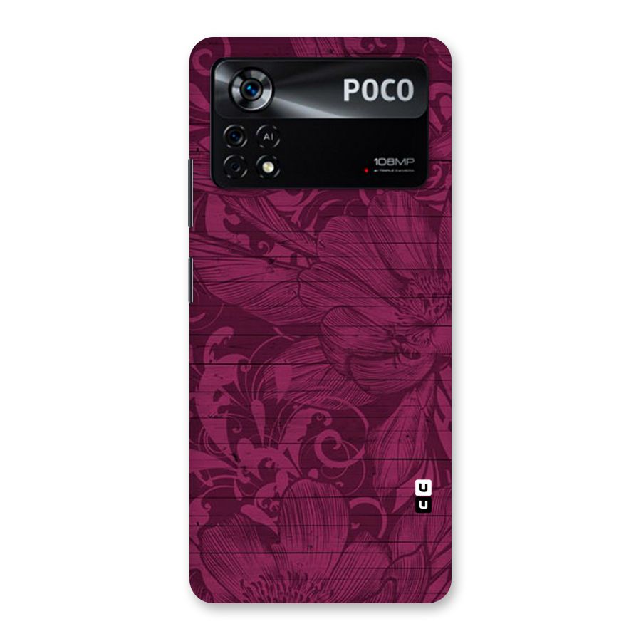 Magenta Floral Pattern Back Case for Poco X4 Pro 5G