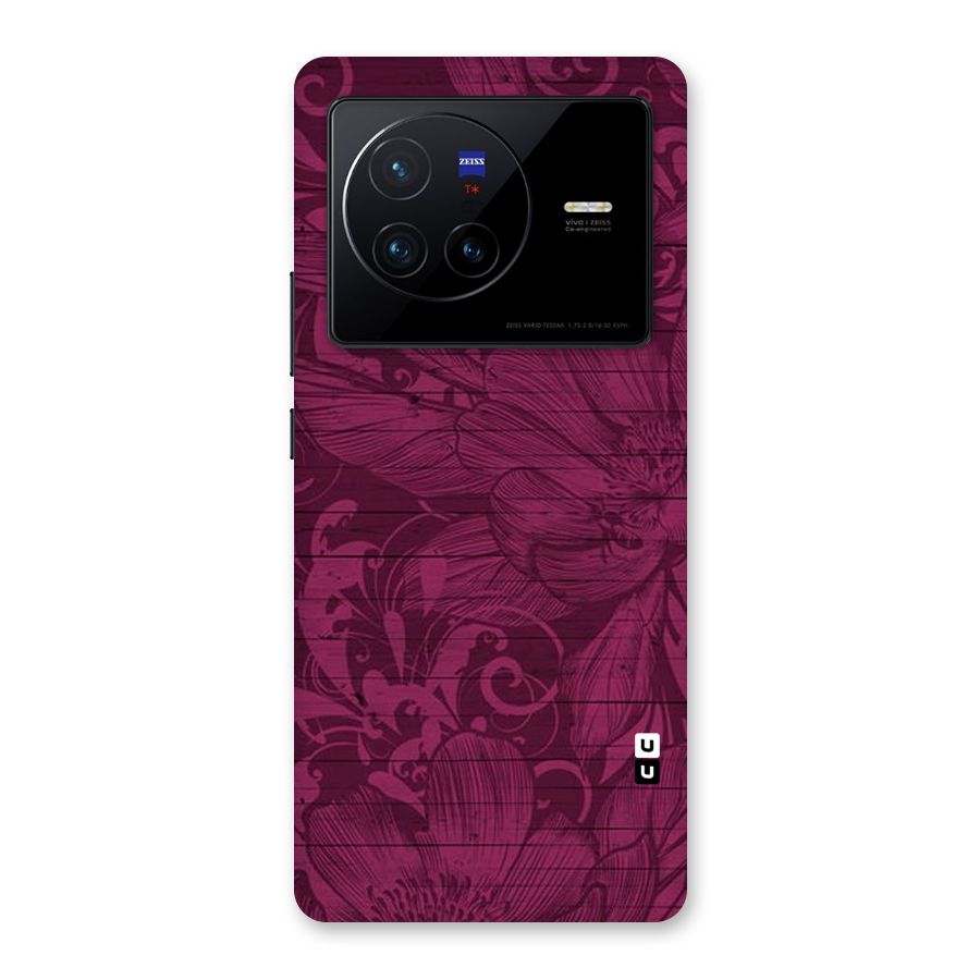 Magenta Floral Pattern Back Case for Vivo X80