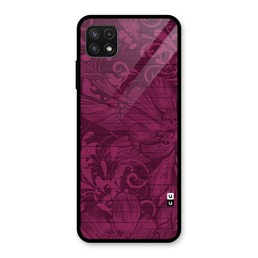 Magenta Floral Pattern Glass Back Case for Galaxy A22 5G