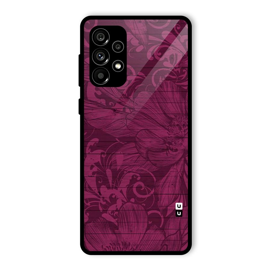 Magenta Floral Pattern Glass Back Case for Galaxy A73 5G