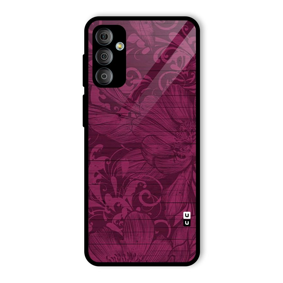 Magenta Floral Pattern Glass Back Case for Galaxy F23