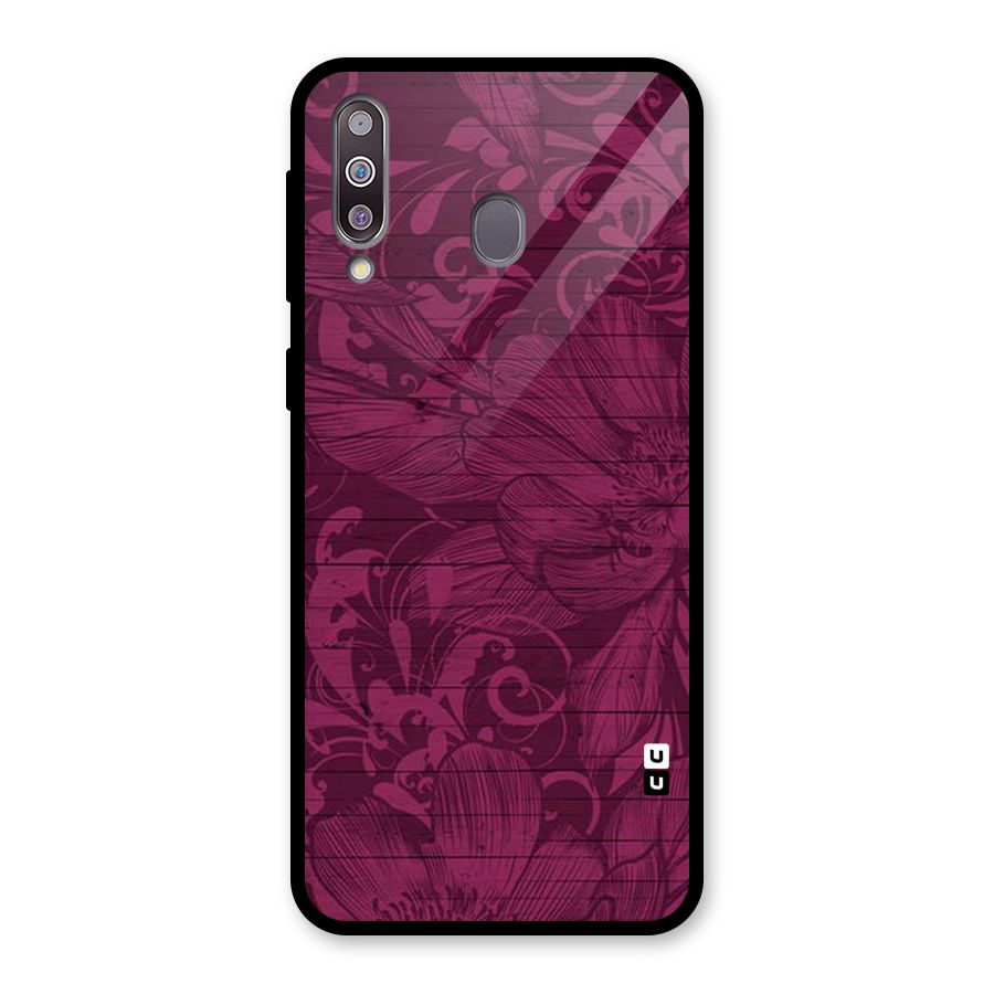 Magenta Floral Pattern Glass Back Case for Galaxy M30