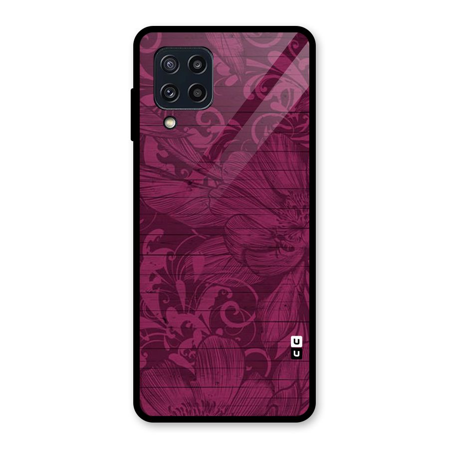Magenta Floral Pattern Glass Back Case for Galaxy M32
