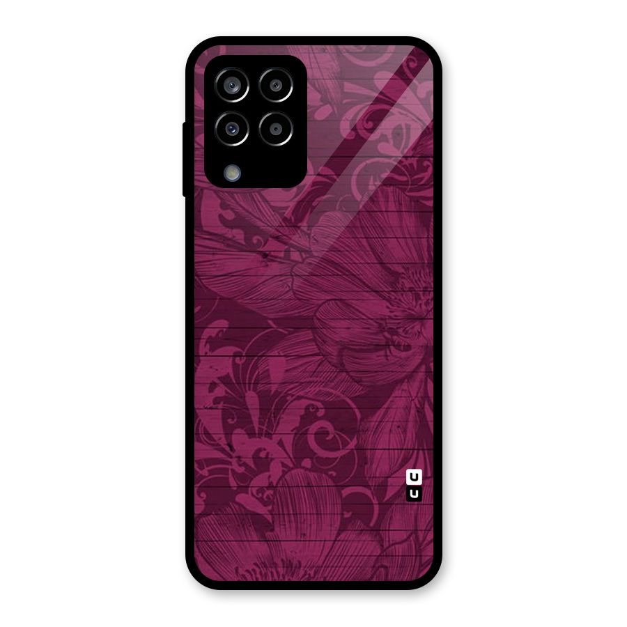 Magenta Floral Pattern Glass Back Case for Galaxy M33
