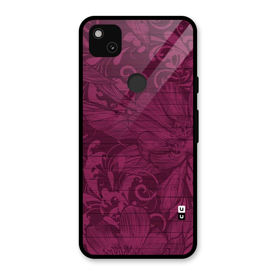 Magenta Floral Pattern Glass Back Case for Google Pixel 4a