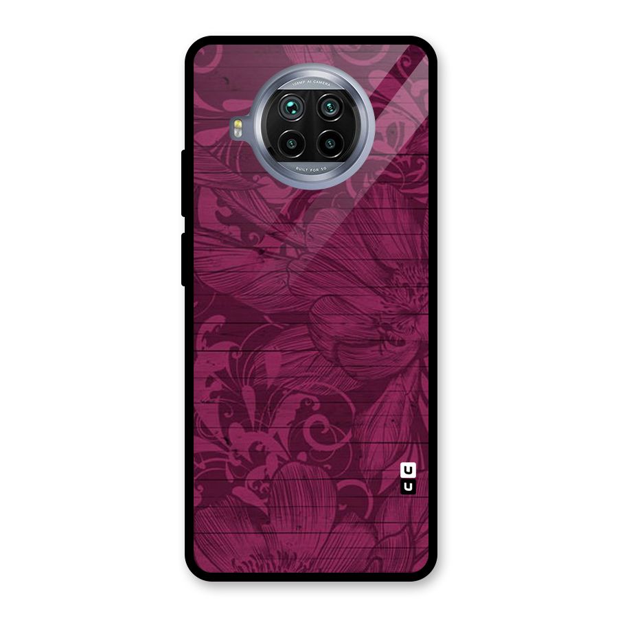 Magenta Floral Pattern Glass Back Case for Mi 10i