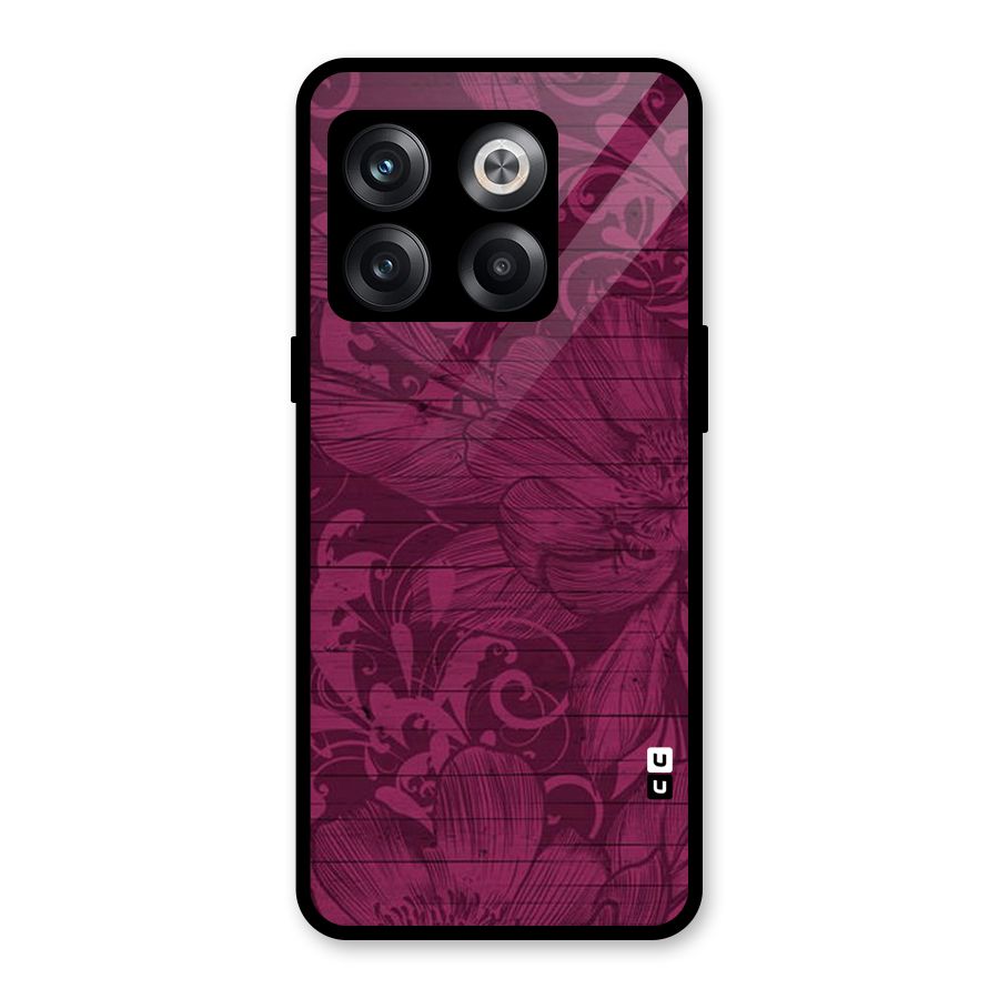 Magenta Floral Pattern Glass Back Case for OnePlus 10T