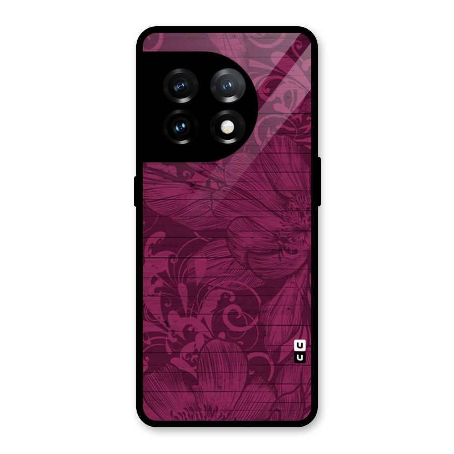 Magenta Floral Pattern Glass Back Case for OnePlus 11