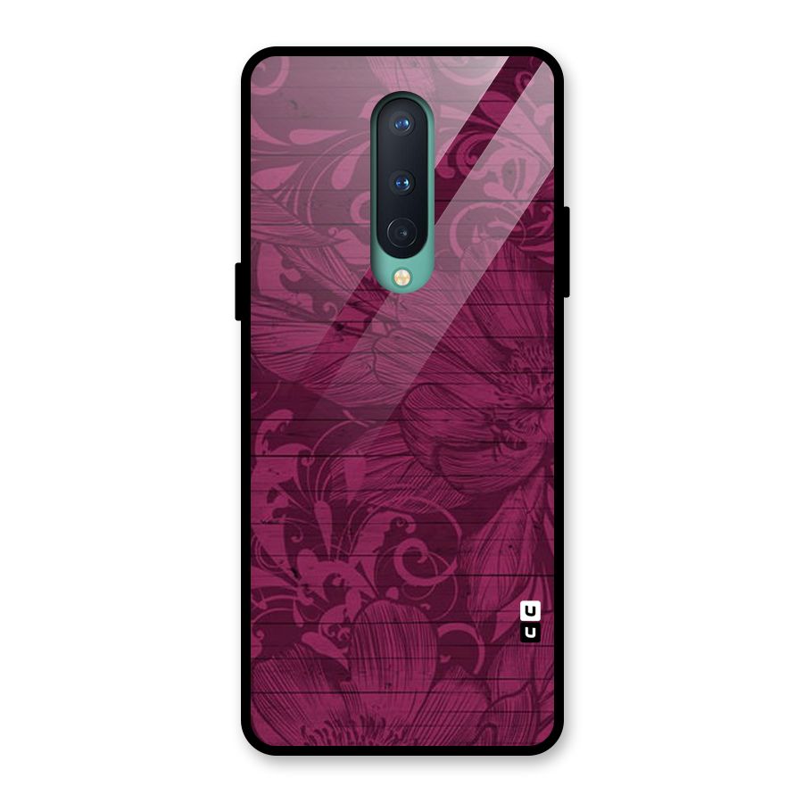 Magenta Floral Pattern Glass Back Case for OnePlus 8