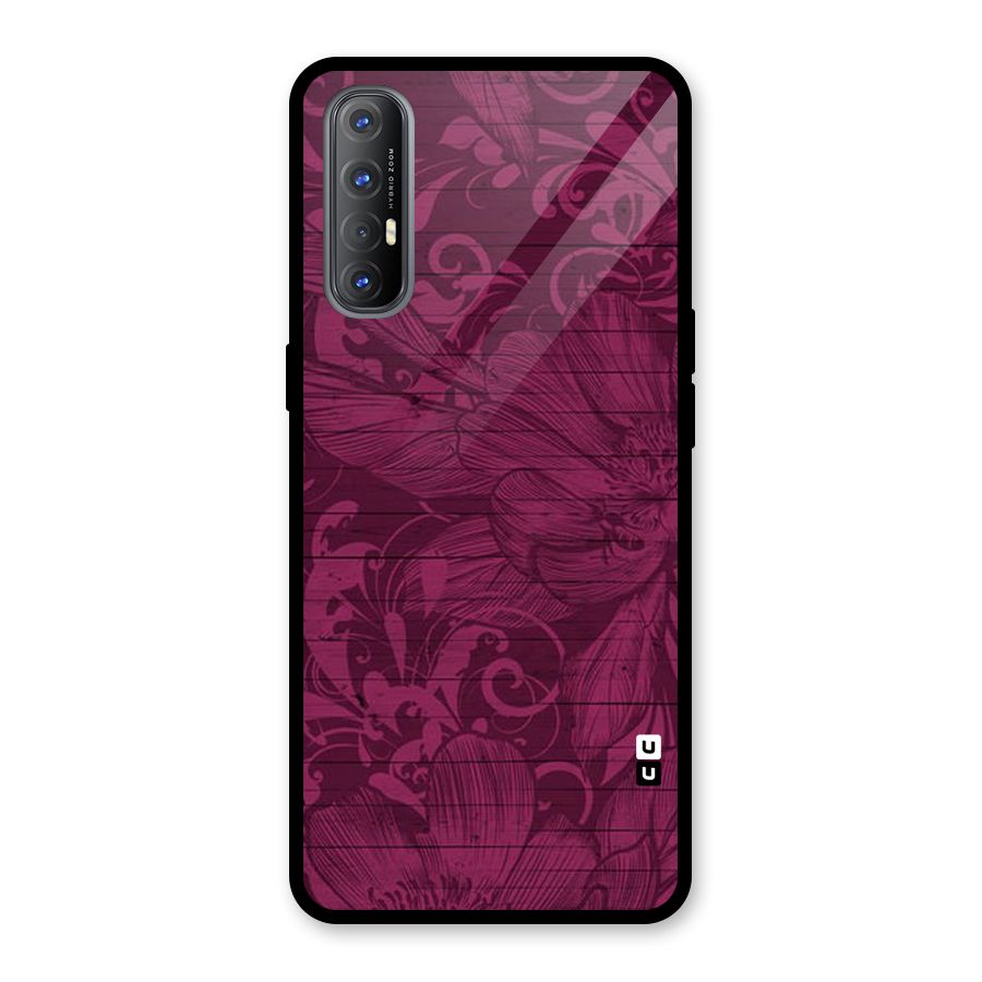 Magenta Floral Pattern Glass Back Case for Oppo Reno3 Pro