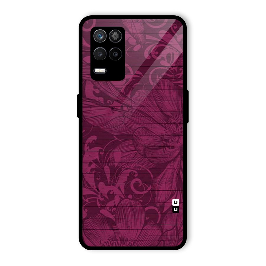 Magenta Floral Pattern Glass Back Case for Realme 8 5G