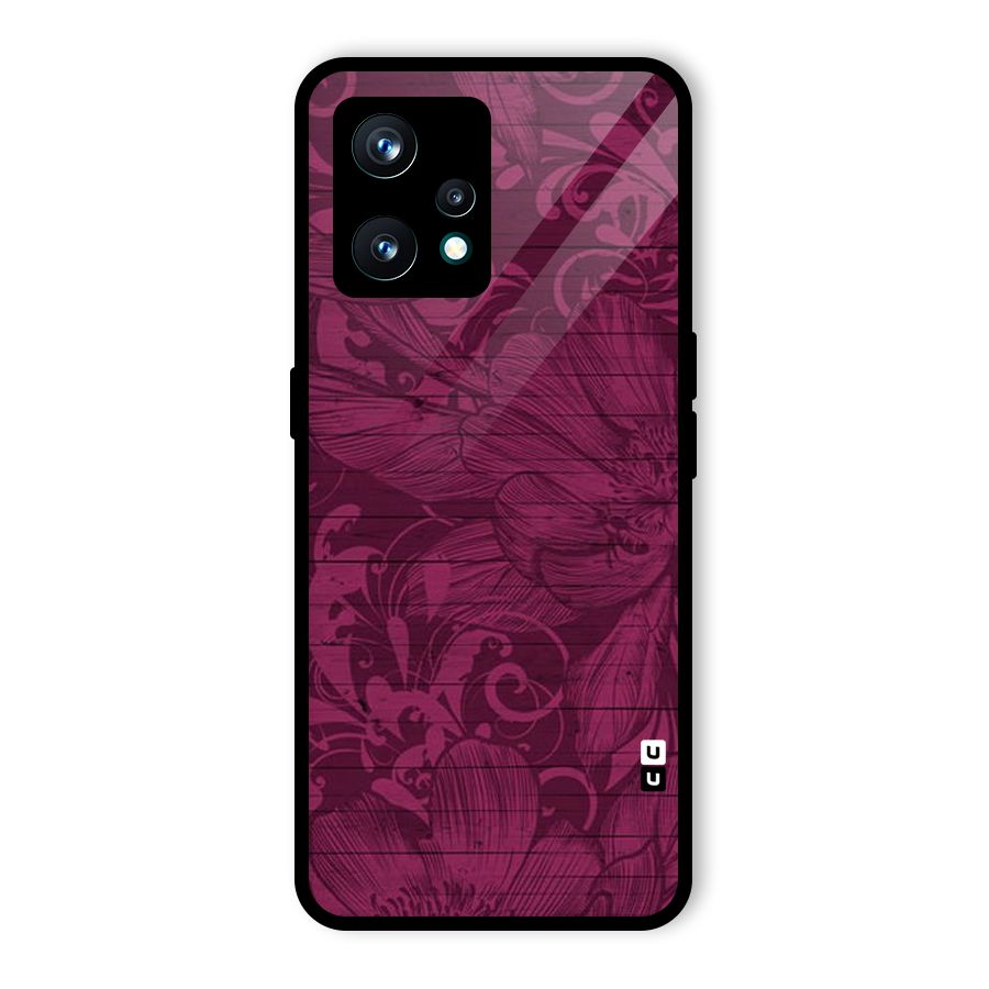 Magenta Floral Pattern Glass Back Case for Realme 9 Pro Plus 5G