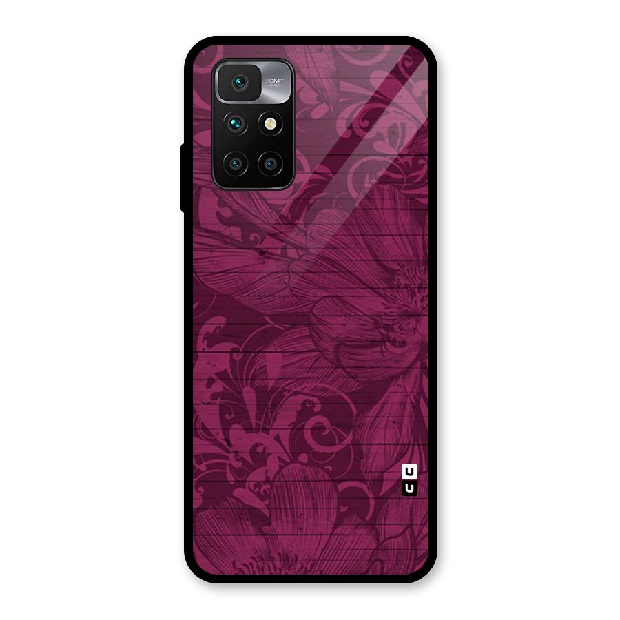 Magenta Floral Pattern Glass Back Case for Redmi 10 Prime