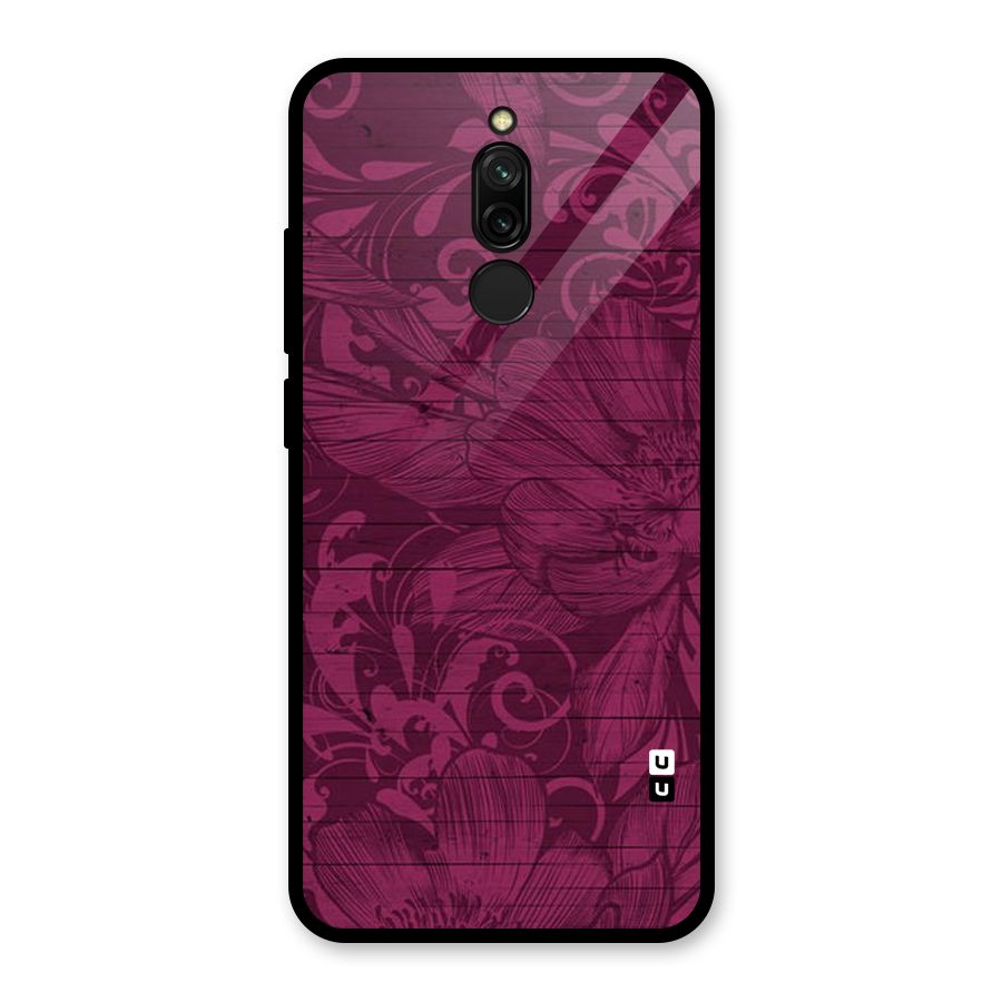 Magenta Floral Pattern Glass Back Case for Redmi 8