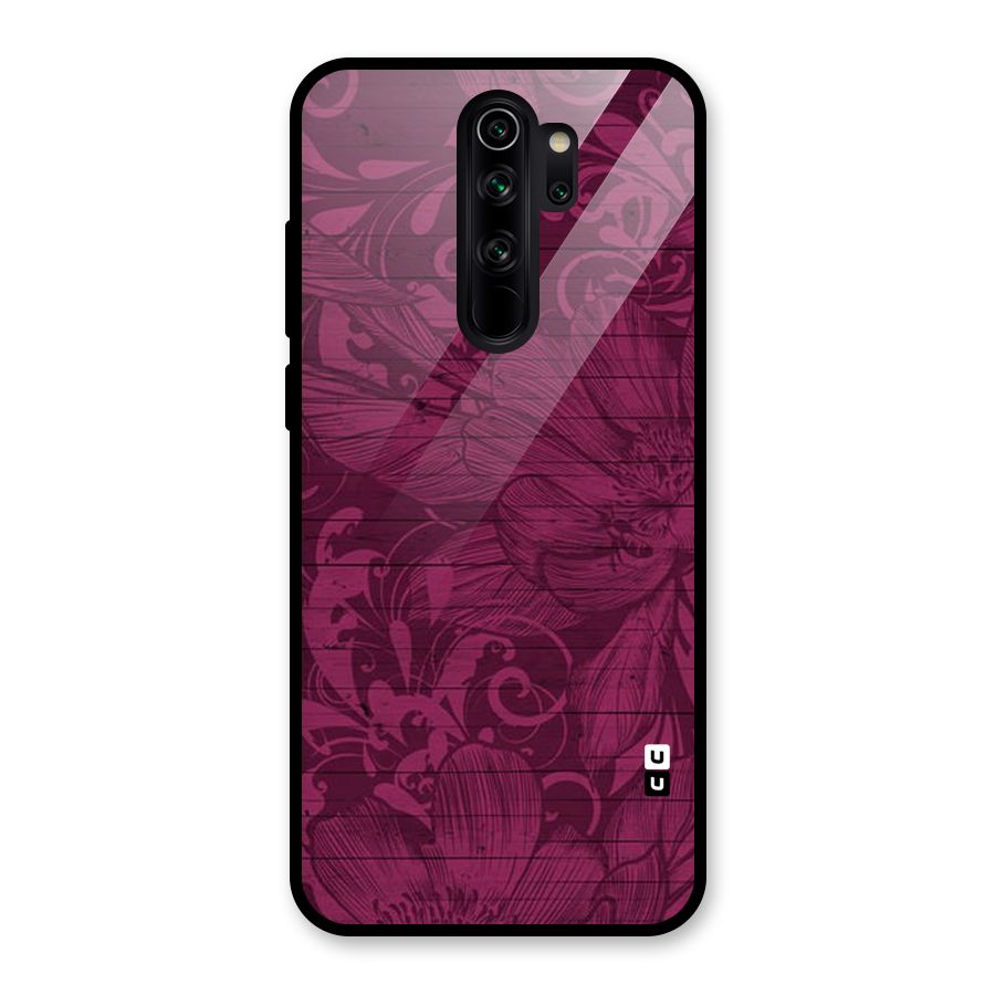 Magenta Floral Pattern Glass Back Case for Redmi Note 8 Pro