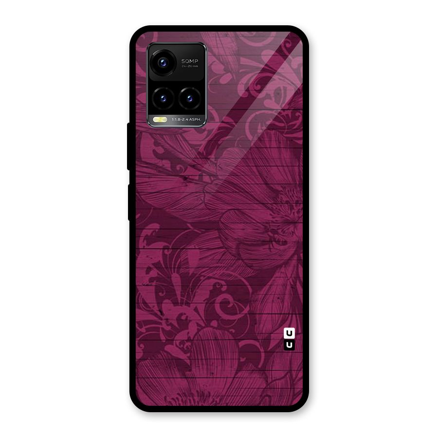 Magenta Floral Pattern Glass Back Case for Vivo Y21T