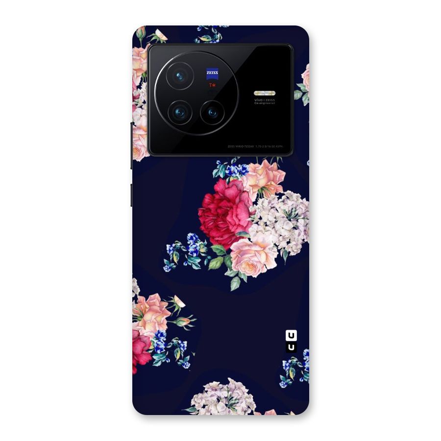 Magenta Peach Floral Back Case for Vivo X80
