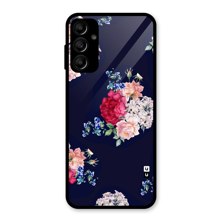 Magenta Peach Floral Glass Back Case for Galaxy A14 5G