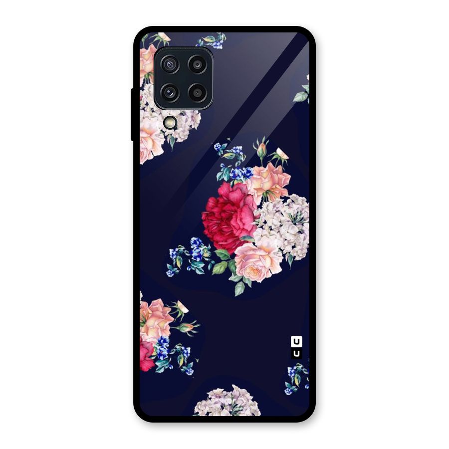 Magenta Peach Floral Glass Back Case for Galaxy M32