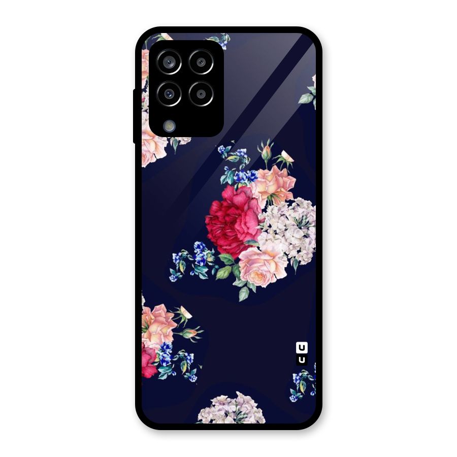 Magenta Peach Floral Glass Back Case for Galaxy M33