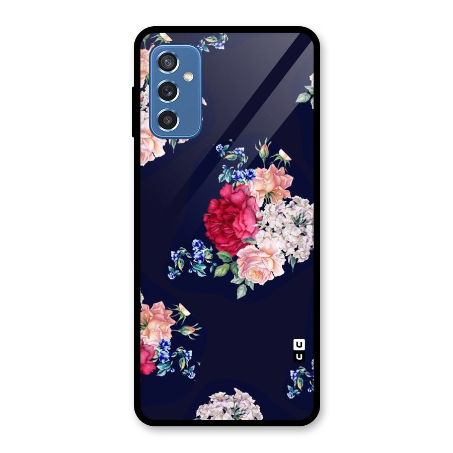 Magenta Peach Floral Glass Back Case for Galaxy M52 5G