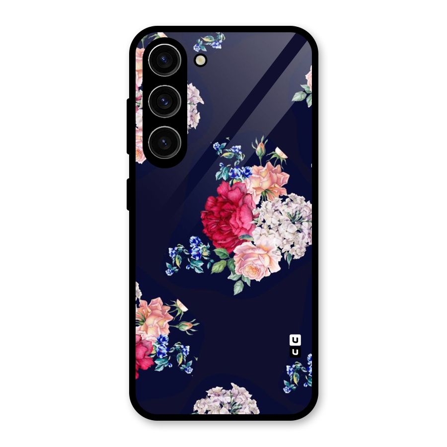 Magenta Peach Floral Glass Back Case for Galaxy S23