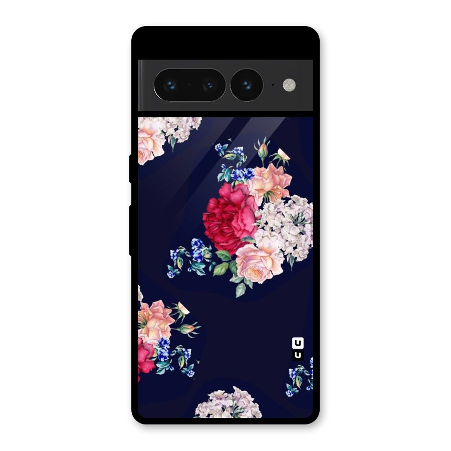 Magenta Peach Floral Glass Back Case for Google Pixel 7 Pro