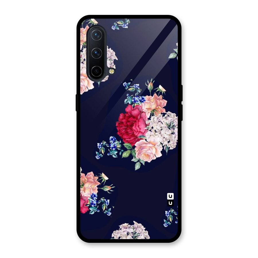 Magenta Peach Floral Glass Back Case for OnePlus Nord CE 5G