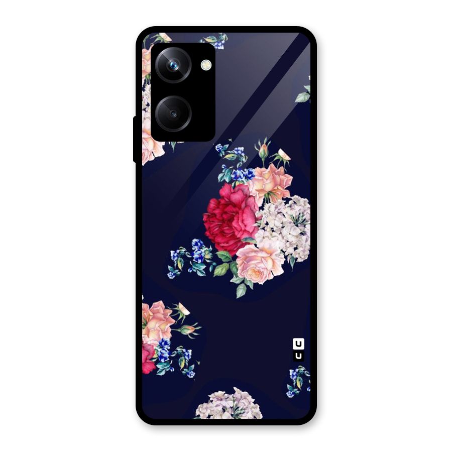 Magenta Peach Floral Glass Back Case for Realme 10 Pro