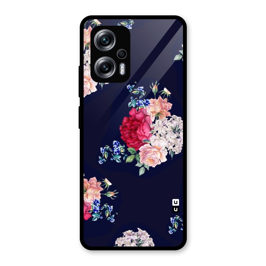 Magenta Peach Floral Glass Back Case for Redmi K50i
