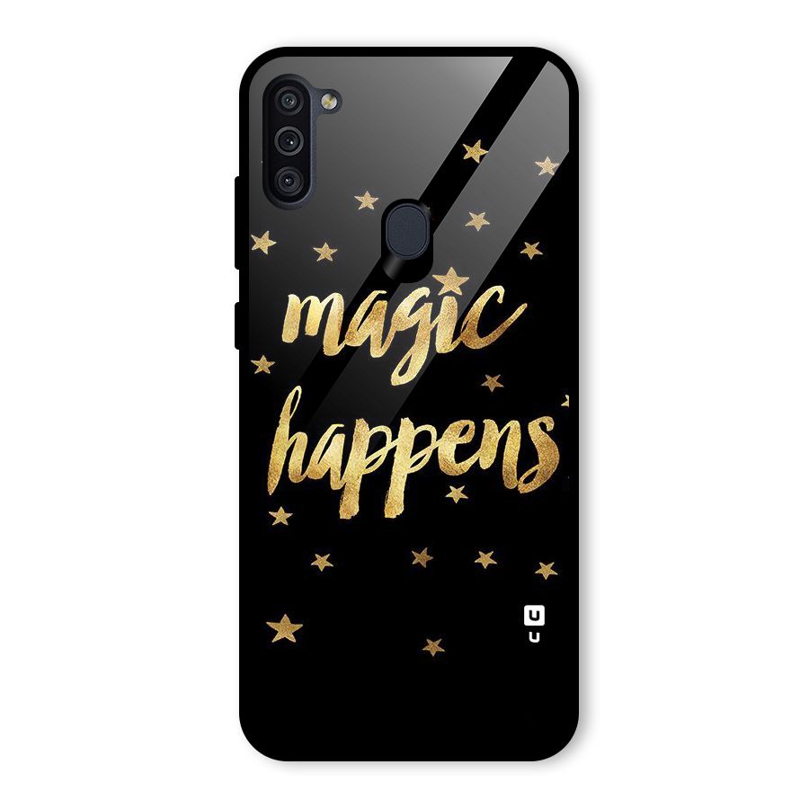 Magic Happens Glass Back Case for Galaxy M11