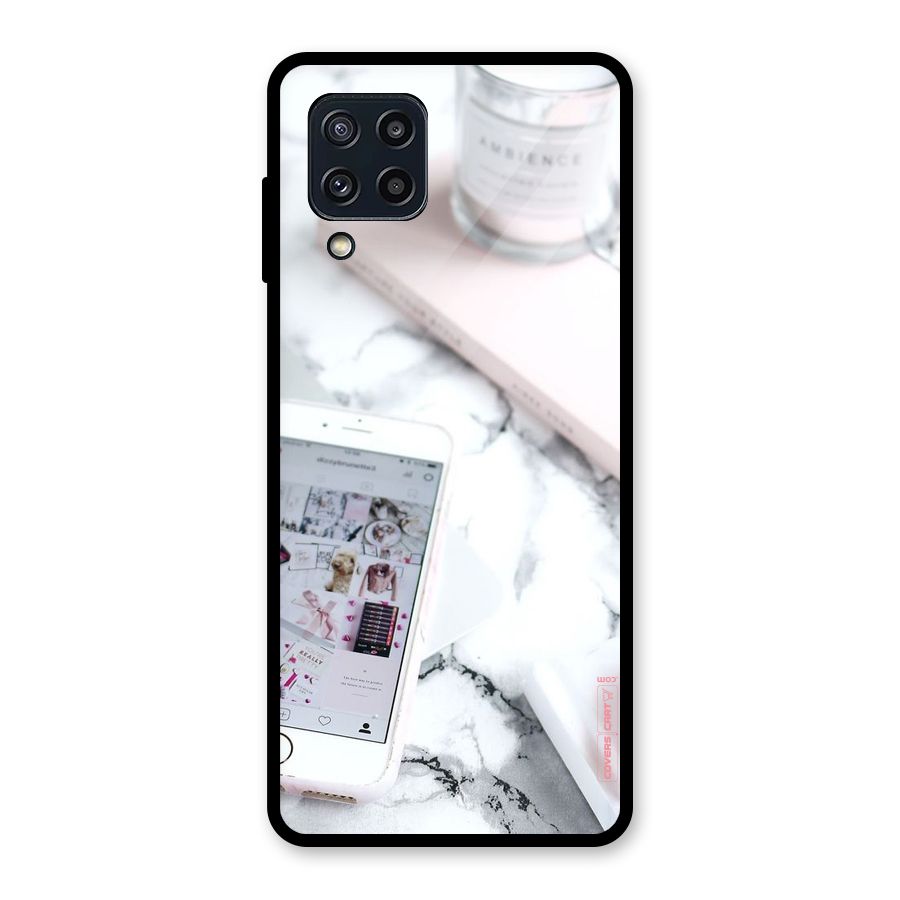 Make Up And Phone Glass Back Case for Galaxy M32